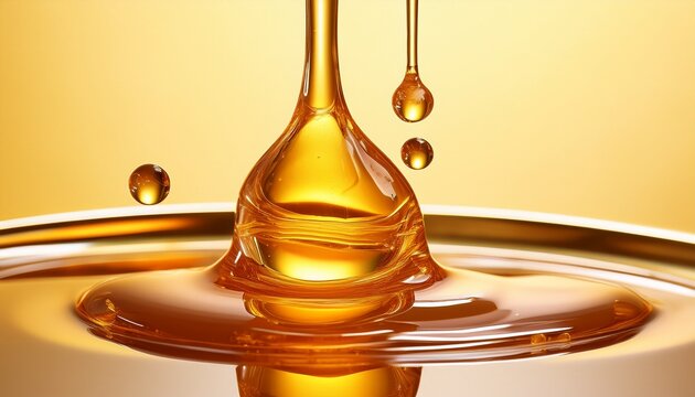 golden honey drips down against a soft yellow backdrop creating a visually appealing abstract image