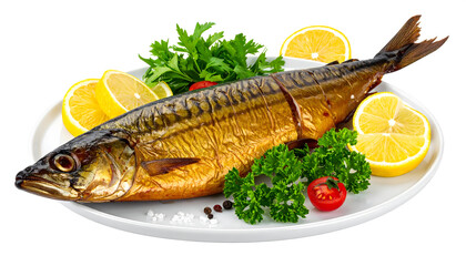 Smoked kipper on a white isolted background generative AI