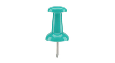 Isolated teal push pin stationery ready to pin notes and memos to a corkboard or bulletin board