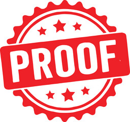 Red Proof Stamp with Stars on White Background seal verification