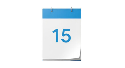 Isolated calendar with the 15th marked on it, symbolizing a date or an important reminder