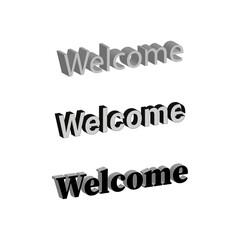 Word welcome typography. Distorted letter shapes. Vector graphic illustration. Abstract line design.
