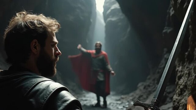 David confronts a vulnerable King Saul in a cave. A biblical scene of tension, mercy, and a life-altering choice. 