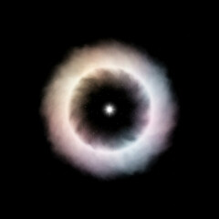 Cosmic Light Diffraction Concept &ndash; Glowing Circular Halo with Gradient Colors on Black Background, Abstract, Astronomy, Physics, Energy, Ethereal, Symmetry