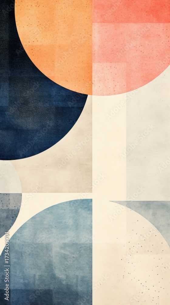 Canvas Prints retro color abstract shape art.