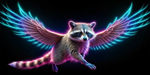 A Nocturnal Bandit Takes Flight with Illuminated Wings A Fantasy Creature Illustration