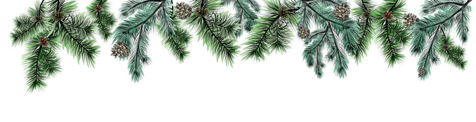 Spruce garland with pine cones festive christmas decoration © TanyaArt
