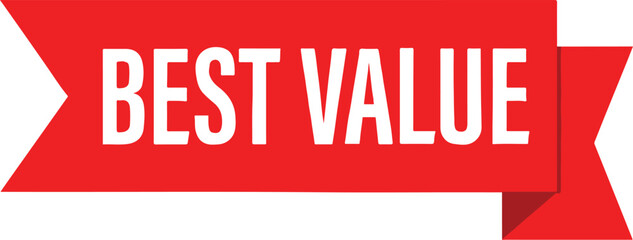 Red Ribbon Banner With White Text Best Value Isolated vector