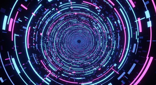 Dynamic High Speed Light Trails Tunnel Digital Data