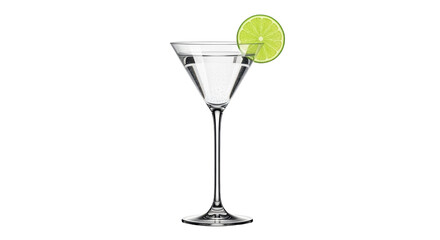 Isolated cocktail in a martini glass with a slice of lime, elegant alcoholic beverage