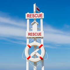 Beach Rescue Station Sign.