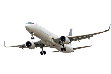 Obraz premium Airplane landing gear extended flying aircraft