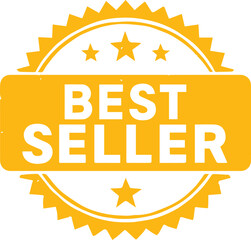 Yellow Best Seller Badge with Stars and Jagged Edge award sticker