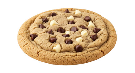 Isolated delicious chocolate chip cookie with a golden-brown color and tempting chocolate chips