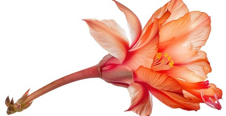 Blooming orange hibiscus flower isolated on white, use for beauty, health concept