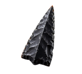 Obsidian Arrowhead Ancient Weapon Isolated on Black