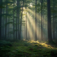 Bright Nature Background with Sunlight and Fresh Tree Canopy