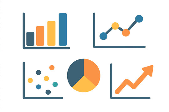 Set of modern data analysis charts and graphs for business intelligence and market research presentations