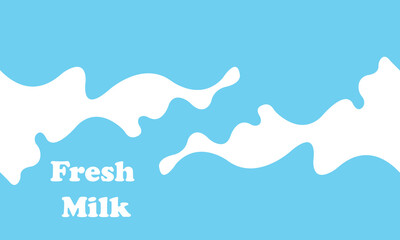 Abstract vector background with white milk splash on blue backdrop and text 