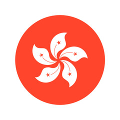 National flag of Hong Kong. Hong Kong flag in the shape of a circle. Vector Illustration.