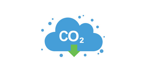 co2,emission,gas flat icon illustration of a blue cloud with co2 text for carbon emission or gas pollution