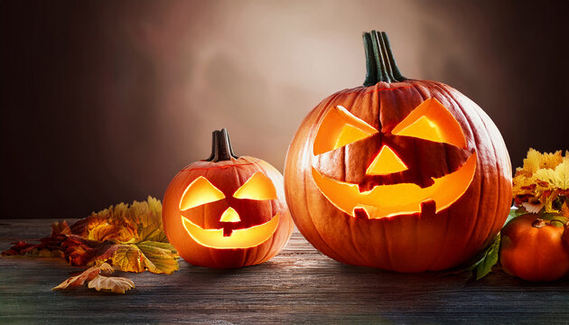 Illustration Of Two Carved Pumpkins
