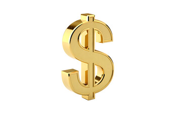 Obraz premium Golden dollar sign isolated on transparent background, symbolizing wealth and prosperity