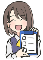チェックリストを持つ女性