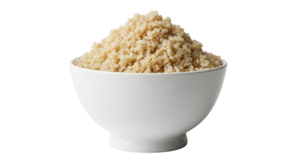Isolated bowl of couscous, small pasta pearls, cooked, served, healthy, ready-to-eat