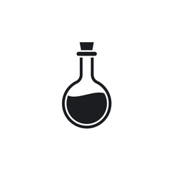 Simple black silhouette icon of a round potion bottle.