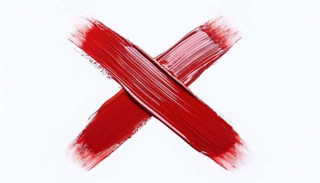 Red Paint Brush Crossed Forming An X Shape Against A Transparent Background Ideal For Indicating Denial Or Rejection