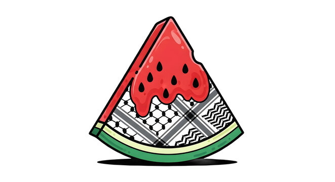 Stylized Watermelon Slice with Patterned Skin Depicts Culture and Fresh Summer Fruit in Digital Art