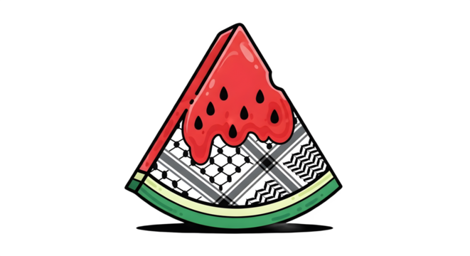 Stylized Watermelon Slice with Patterned Skin Depicts Culture and Fresh Summer Fruit in Digital Art