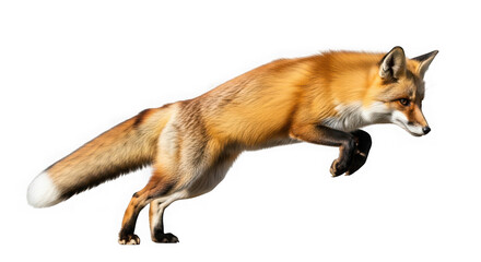 Fototapeta premium Red fox jumping isolated on transparent background