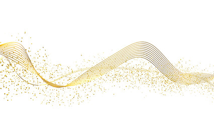 Luxury Golden Wave with Sparkling Glitter Particles – Elegant Abstract Design on Transparent Background