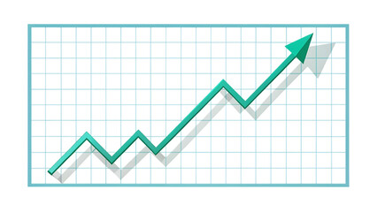 A green line graph showing an upward trend isolated on transparent background