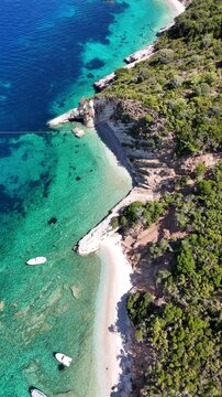 Drone photos of the picture perfect beaches of Kefalonia and Ithaka in the Greek Ionian Islands of the Mediterranean Sea