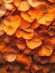 Vibrant and Delicate Orange Petals Overlapping in a Rich, Warm Hue, Creating a Beautiful Abstract Floral Texture Background with Visible Veins and Natural Curves
