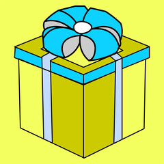 Gift Box with Blue Bow for Christmas.