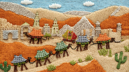 Knitted Embroidery Silk Road – Cozy Handcrafted Historical Miniature
