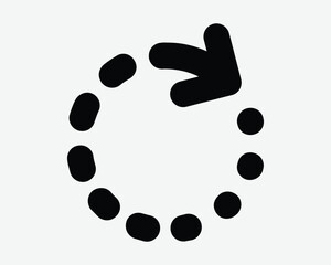 Refresh Dotted Line Icon Reload Dots Load Sync Recycle Loading Repeat Again Connection Connect Download Progress Status Black Shape Symbol Sign