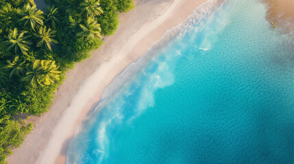Breathtaking aerial view of tropical beach with turquoise water