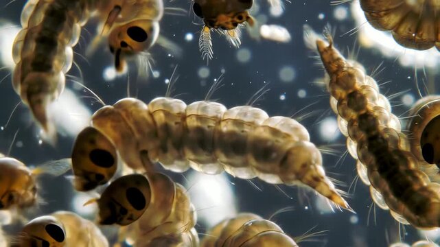 mosquito larvae wriggling at surface