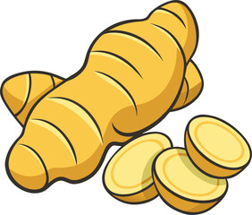 Ginger Vector Illustration | Root, Herb, Spice, Food, Kitchen Design