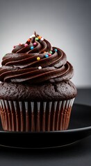 Delicious Chocolate Cupcake with Sprinkles.