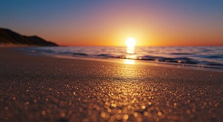 Obraz premium Golden sunset beach scene