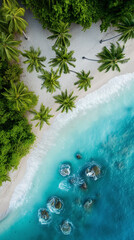 Breathtaking aerial view of tropical beach with turquoise water