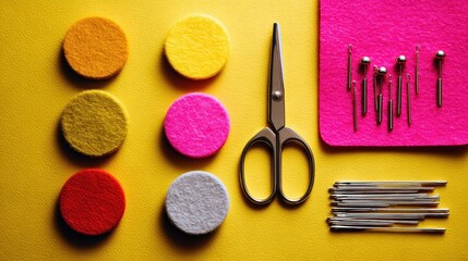 Minimal Flat Lay of DIY Costume Materials with Scissors and Felt
