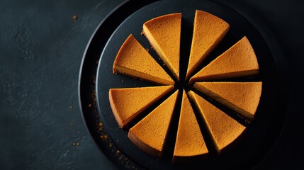 Minimal Still Life of Matte Black Cake Stand with Pumpkin Dessert