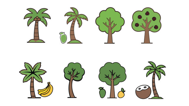 nice flat vector colour full tree set bundel icn design